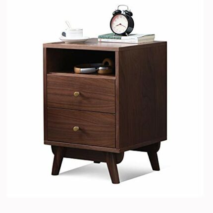 JYDQM All Solid Wood Bedside Cabinet with Double Drawer Storage Cabinet, Simple and Bedroom Mini Bedside Cabinet