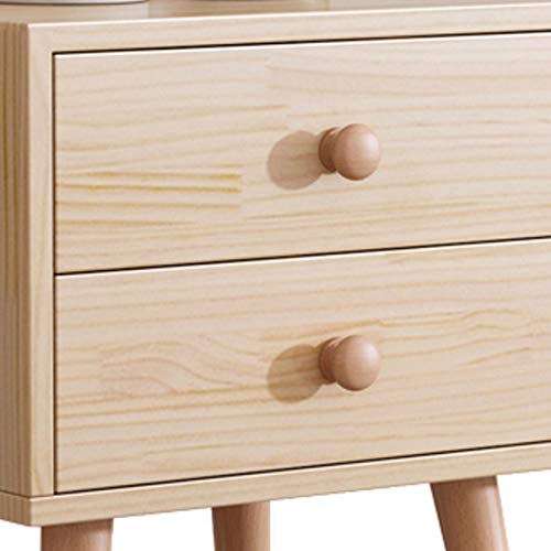 maozi Solid Wood Bedside Table Nordic Sideboard, Bedroom Small Apartment Home Storage Double Drawer Bedside Table