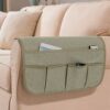 SyMax Sofa Armrest Storage Organizer with 6 Pockets Chair Non-Slip Armchair Caddy for Recliner Remote Holder, TV Control, Cell Phone (Beige)