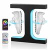 YJINGRUI Levitating Shoe Display with 16 Colorful LED and 360° Automatic Rotation Levitating Sneaker Display (Black,Double)