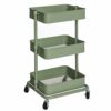 SONGMICS 3-Tier Storage Trolley, Rolling Cart, Kitchen Storage Cart with Height Adjustable Shelves, Utility Cart with 2 Brakes, Easy Assembly, fo