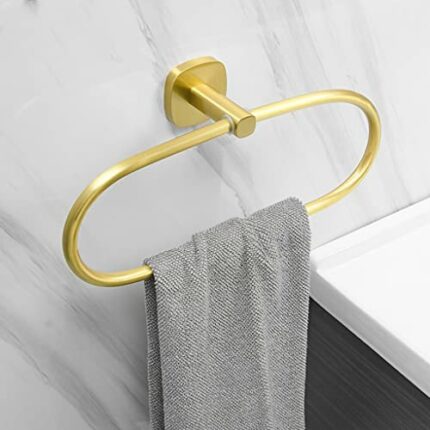 HIGOH Towel Racks,Bath Towel Holder,Bathroom Hand Towel,Towels,Brushed Aluminum Wall Mounted Towel Rack,Bathroom Towel round Holder,No Punching O