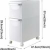 4-Tiers Bathroom Floor Storage Cabinet 8.6'' Small Corner Bathroom Floor Cabinet with Clear Drawers and Casters Waterproof Drawer Cart Storage To