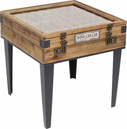 Kare Design Collector Nature side table, brown, solid fir wood coffee table, vintage look, 55x55cm