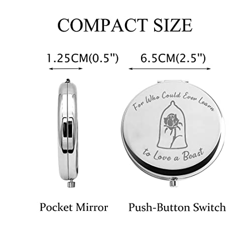 Beauty Beast Quote Gift for Who Could Ever Learn to Love a Beast Pocket Mirror Gift for Her (Love a Beast-M)