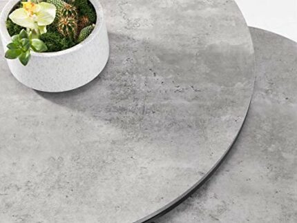 Julian Bowen Staten Round Nesting Coffee Table, Concrete Effect