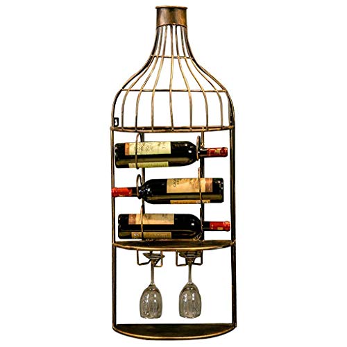OUSIKA Wine Racks,Vintage Industrial Wind Bar Wine Bottle Rack | Decorative Wrought Iron Wine Rack | Upside down Creative Wine Cabinet Restaurant