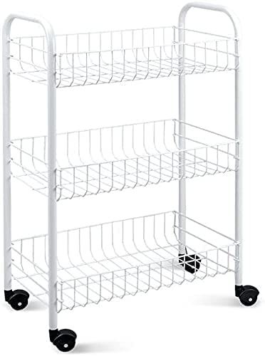 GREY LOOK 3 Tier White Fruit Vegetable Rack Storage Stand with Wheels CART Trolley Kitchen
