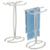 mDesign Standing Towel Rack – 2-Sided Small Towel Stand for Handtowels and Facecloths – Bathroom Towel Rack for Storing and Drying Towels – Light