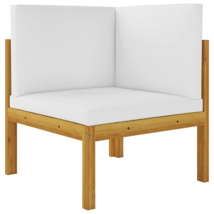 TJLSS Garden Furniture 6 Pcs with Cushions Cream Solid Acacia Wood Garden Furniture Set (Color : A, Size : Taille unique)
