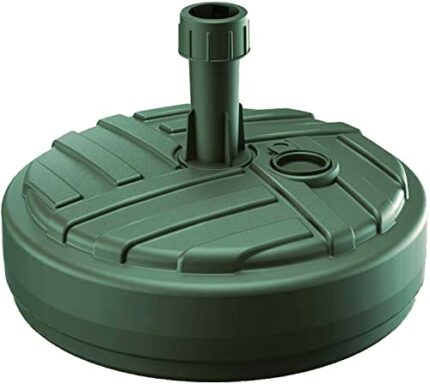 Rammento Large 40cm Parasol Base - Plastic 18 Litre Green Garden Base, Umbrella Stand - Lightweight, Adjustable Pole Diameter Base - Green Stripe