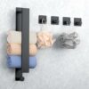 Towel Rail Wall Mounted with 4 Self Adhesive Hooks, Self Adhesive Towel Rack with Hook, Stainless Steel Towel Holder, Bathroom Accessories Towel