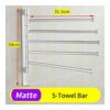 HIGOH Towel Rack Towel Bar Towel Holder with Hooks, Wall Mounted Bathroom Towel Rack Hanging Holder, Aluminum Multipurpose 5 Layer Towel Bar Deco