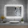MIQU 600 x 500 mm Illuminated Bathroom Mirror,Bathroom Mirror with Led lights,Light Touch Sensor and Demister Anti-Fog Horizontal/Vertical Wall M