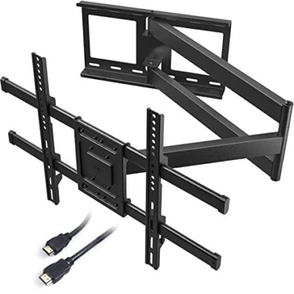 BONTEC TV Wall Bracket with Extra Long Articulated Arm for 32-75 inch up to 60 kg, Tilt Swivel Rotate Wall Mount Universal Dual Arm Long Reach TV