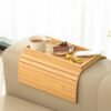 GEHE Natural Bamboo Sofa Arm Tray, Sofa Tray Table for Couch, Sofa Armrest Tray Table Anti-Slip Sofa Table, Couch Cup Holder for Snacks,Phone,Con