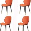 dining chair Office Reception Chairs Business Dining Chairs Set Modern Dining Chairs Set of 4 Water Proof PU Leather Side Chair with Black Metal