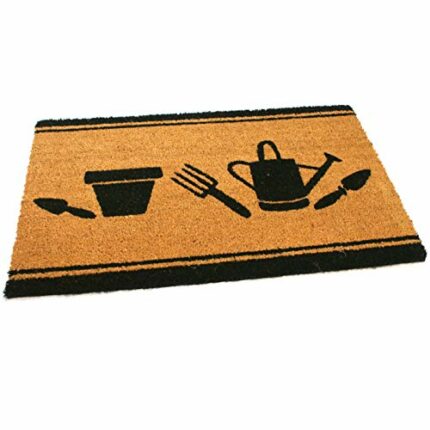 Black Ginger Large, Thick, Decorative, Patterned Coir Door Mats with Nature Designs (Garden)
