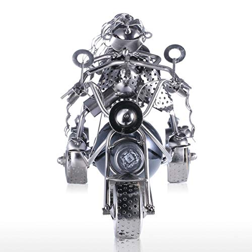 PIBM Stylish Simplicity Artwork Punk Double Motorcycle Locomotive Metal Wine Wine Rack Desktop Porch Home Decoration Bar Restaurant Decorations S