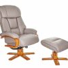 GFA The Nice - Swivel Recliner Chair And Matching Footstool In Pebble Genuine Leather
