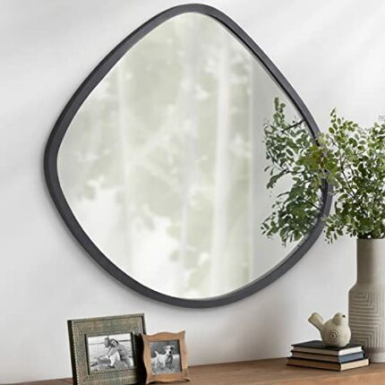 Irregular Wall Mirror Large Asymmetrical Mirror Arch Funky Modern Decorative Abstract Mirrors for Vertical or Horizontal Hanging 19 x 20 inch Bla