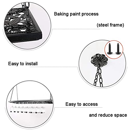 OUSIKA Wine Racks,Ceiling Industrial Hanging Wine Glass Racks Stemware Holder Adjustable Height Decoration Shelf