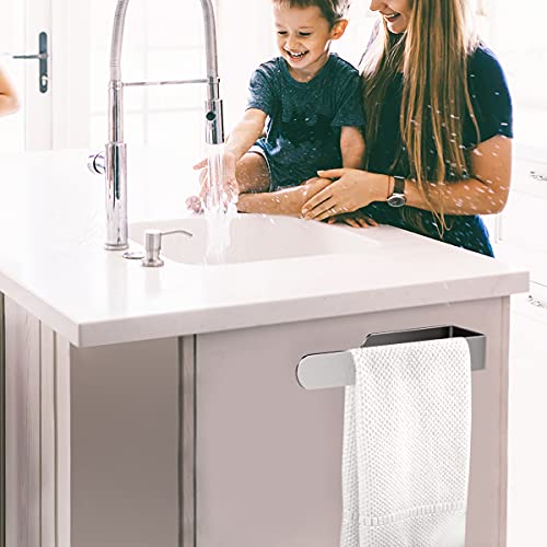 Joejis Self Adhesive Towel Rail 40cm Stainless Steel & Black Matte Bathroom Towel Holder Multiuse for Kitchen or Bathroom Towel Rail Drill-free (