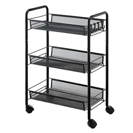 JYDQM Kitchen Bathroom Bathroom Shelf Metal Trolley With Wheels Three-layer Storage Rack Hook Trolley (Color : 3-pack, Size : As shown in the pic