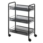 THYKL Kitchen Bathroom Bathroom Shelf Metal Trolley With Wheels Three-layer Storage Rack Hook Trolley (Color : D, Size : As shown in the picture)