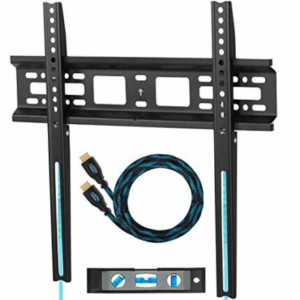Cheetah Mounts APFMSB TV Wall Mount Bracket for 20-55” TVs Up To VESA 400 and 115 lbs (kg 52) including a Twisted Veins 10’ (3m) HDMI Cable and a