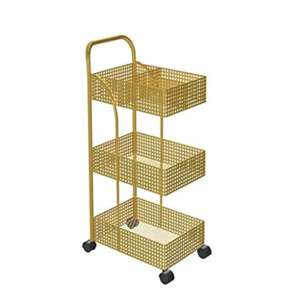 YXBDN Scandinavian Iron Shelves Bedroom Kitchen Metal Removable Bathroom Storage Rack With Wheels Trolley