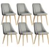Kitchen Dining Room Furniture Chairs Dining Chairs Set Of 6 Modern Water Proof PU Leather Kitchen Living Room Chairs with Metal Legs and Backrest
