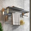 HIGOH Towel Racks, Bathroom Towel Rack Wall Mounted Towel Holder,Bathroom Towel Rack,Space Aluminum Bath Towel Shelf,Wall Mounted Light Hardware