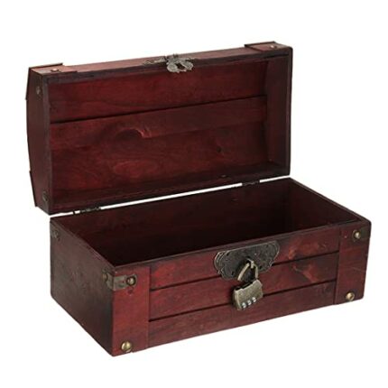 LSDJGDDE Wooden Chest Antique Wooden Lock Chest Treasure Storage Box Home Decor for Keeping Earrings Small Things