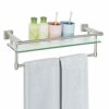 Alise Shower Glass Shelf SUS 304 Stainless Steel Bathroom Wall Shelf with Towel Bar/Rail Wall-Mount 21-Inch,GK9012 Brushed Finish
