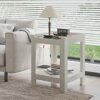Meerveil Side Table, End Table with Tempered Glass Modern Style for Living Room Bedroom Office, W45 x H60 x D45 cm, Cream White
