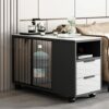 HOLUCE Faux Rock Slate Color Sofa Sideboard Living Room Mobile Sideboard Coffee Table Cabinet Side Storage Storage Organizer (Color : Argento, Si