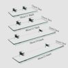 FVRTFT Bathroom Glass Shelf, Wall Mounted 8mm Tempered Glass Caddy Shelf, Rectangular with Polished Chrome Bracket, for Bathroom, Washroom Organi