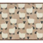 Turtle Mat Sheep Flock design- Neutral - highly absorbent indoor barrier mat, size 60x85cm