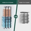 Bathroom Towel Rack Wall Mounted HarmonySpace with 6 Hooks, 3 Bar Wall Towel Rack for Rolled Towels, Towel Organizer Suitable for Small Space Sho