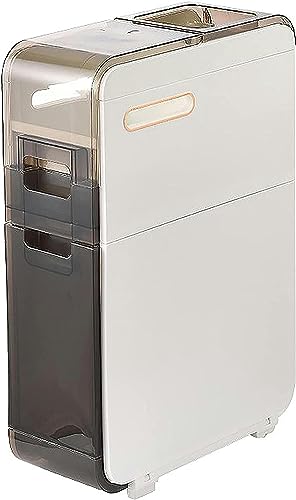 OPSREY Bathroom Floor Storage Cabinet Narrow Slim Organizer 2-Tiers Side Corner Unit with Handle Casters Clear Drawers for Tiny Kitchen Laundry L