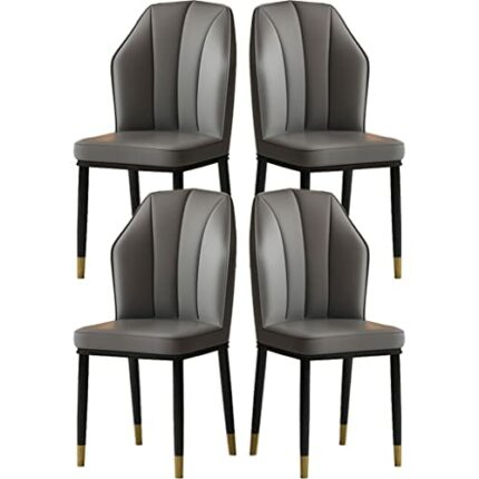 Kitchen Dining Room Furniture Chairs Water Proof PU Leather Dining Chairs Set Of 4 Side Chair With Metal Legs for Living Room Bedroom Kitchen Rec