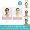 Glamcor Riki Skinny Smart Vanity Mirror with HD LEDs, Magnifying Mirror Attachment, Phone Holder and Bluetooth Control (Rose Gold, 10X Magnificat