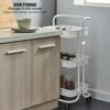 UXZDX Kitchen furniture Multi-Layer Steel Frame Wood Partition Multifunction Organizer Cart With Wheels Kitchen trolley (Color : A, Size : 3-Tier