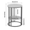 Marble Top Side Table Black: Small Circle End Tables 40 x 54cm Sintered Stone Bedside with Metal Black Legs Modern White Nightstand 2 Tier Round