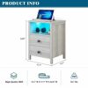 WOOVIVS Nightstand with LED Lights, Bedside Table with 2Outlets & USB Ports, Wooden Night Stand with 2 Drawers, End Table for Bedroom/Living Room