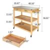 DLOETT Moveable Kitchen Cart with Stainless Steel Table Top Two Drawers Two Shelves Kitchen Trolley Cart Dining