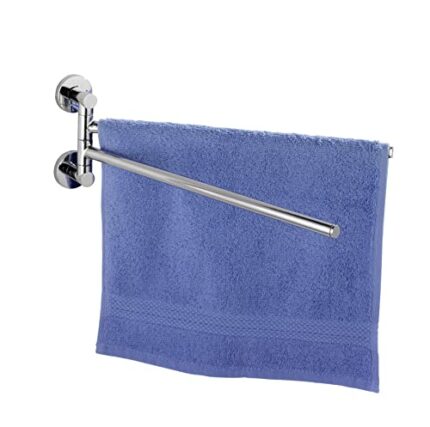 Wenko Wenselaar GmbH & CO KG Power-Loc Towel Holder with 2 Arms Elegance-Fixing Without Drilling, Zinc diecasting, Silver Shiny, 12 x 4 x 35 cm