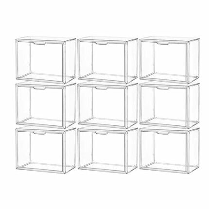 Acrylic Display Case Clear Handbag Storage Organizer for Closet, Stackable Bag Organizer with Magnetic Door for Wallet, Cosmetic, Toys (9)