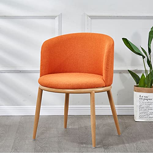 N/A Dining Room Chairs Nordic Style Dining Table With Chairs Set Furniture Cotton Linen Solid Wood Hotel Kitchen Restaurant Stool (Color : Orange